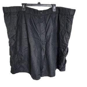 Island Passport Mens Shorts 4XL Black Linen Cotton Blend Cargo Pockets Casual